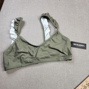 NWT Dream Bandits Australia Sustainable Green Byron Ruffle Trim Bikini Top Large